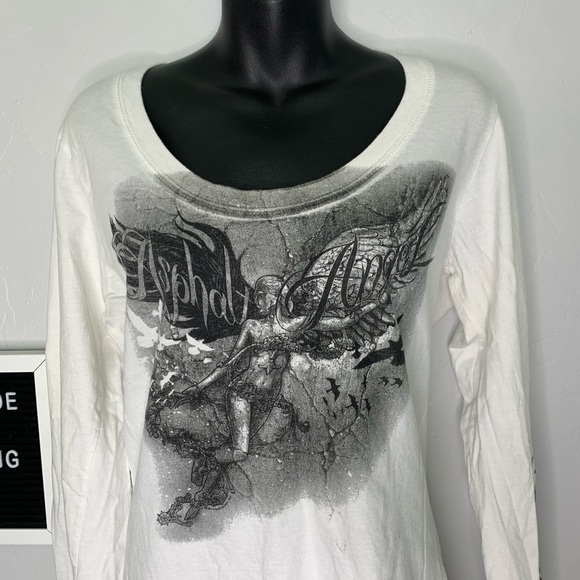 Hot Leather White Long Sleeve Asphalt Angle Gray Graphic Shirt Size 2XL - Picture 3 of 16